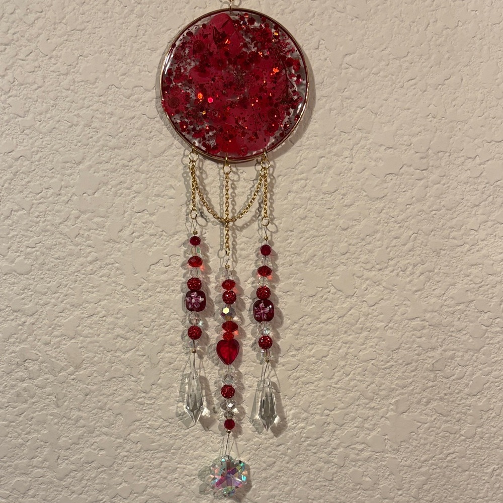 Ruby red Suncatcher. Handmade